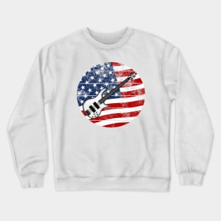 Bass Guitar USA Flag Bassist Musician 4th July Crewneck Sweatshirt